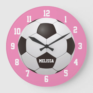 Fußball-Individuelle Name Pink Große Wanduhr