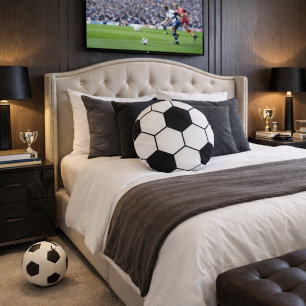 Fußball-inspiriertes Muster Geometrischer Druck Rundes Kissen