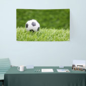 Fußball ist auf grünem Grasboden Banner (Messeveranstaltung)