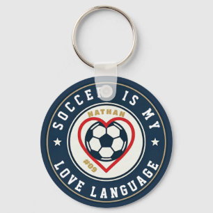 Fußball ist meine Liebessprache Herz Spieler Name Schlüsselanhänger