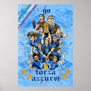 Fußball Italiens Forza Azzurri Calcio Kunst - Poster