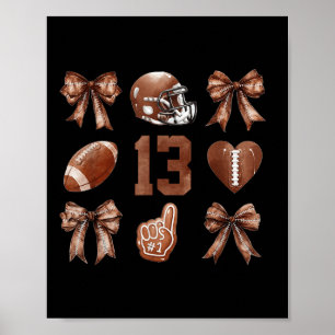 Fußball Jahreszeit Kinder Bow Coquette 13. Geburts Poster