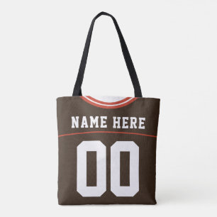 Fußball-Jersey, Brown, Name & Number Template Tasche