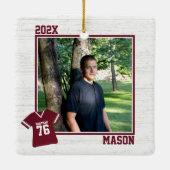 Fußball Jersey Maroon und Weiß mit Foto Keramikornament (Rückseite)