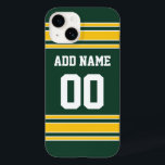 Fußball Jersey mit Individuelle Name Nummer Case-Mate iPhone 14 Hülle<br><div class="desc">Fügen Sie Ihren Lieblingsnamen und Ihre Lieblingsnummer hinzu - Dieses Olive- und Goldsportdesign ist perfekt für jeden beruflichen,  Uni oder High School Fan. Sie können diese sogar für Ihr Fantasy Football Team beanspruchen. Klicken Sie auf die Schaltfläche CUSTOMIZE,  um noch mehr Änderungen vorzunehmen.</div>