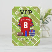 Fußball Jersey und Pitch Geburtstagsparty Einladung (Stehend Vorderseite)