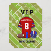 Fußball Jersey und Pitch Geburtstagsparty Einladung (Vorne/Hinten)