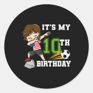 Fußball Junge Es ist mein 10. Geburtstag Amerikani Runder Aufkleber