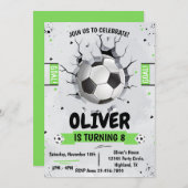 Fußball-Junge Green zum Geburtstag Einladung (Vorne/Hinten)