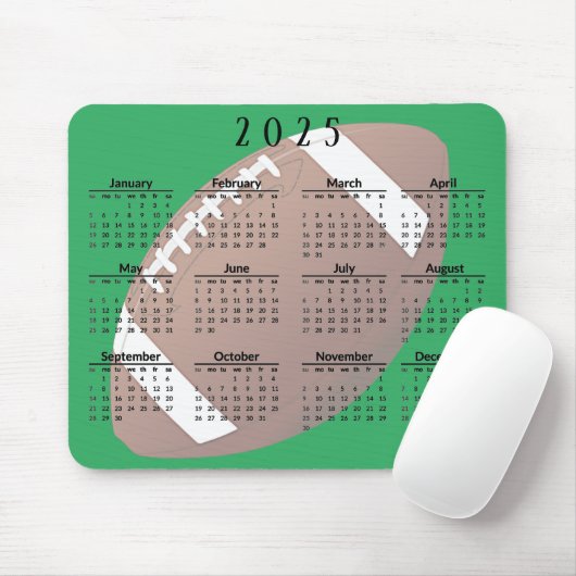 Fußball-Kalender 2025 Mousepad (Mit Mouse)