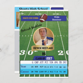 Fußball-Karte W/ Stats Grad Einladungen - blau