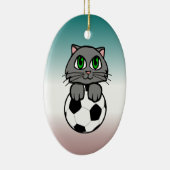 Fußball-Kätzchen Keramik Ornament (Rechts)