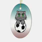 Fußball-Kätzchen Keramik Ornament (Links)