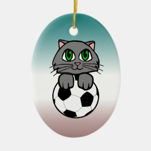 Fußball-Kätzchen Keramik Ornament