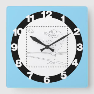Fußball-Kicker verbinden die Punkte Quadratische Wanduhr