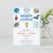 Fußball-Kickoff zum Kinderspielhaus Blu Boy Baby D Einladung (Stehend Vorderseite)