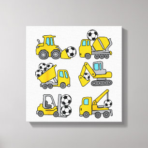 Fußball Kinder Fußball Bau Trucks Leinwanddruck