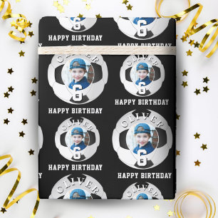Fußball Kinder Happy Birthday Alter Foto Geschenkpapier