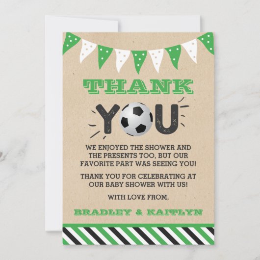 Fußball-Kinderdusche Dankeskarte (Vorderseite)