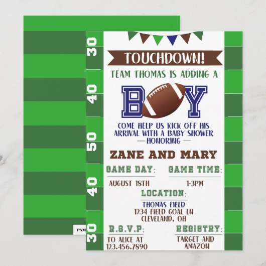 Fußball-Kinderdusche Einladung (Vorne/Hinten)