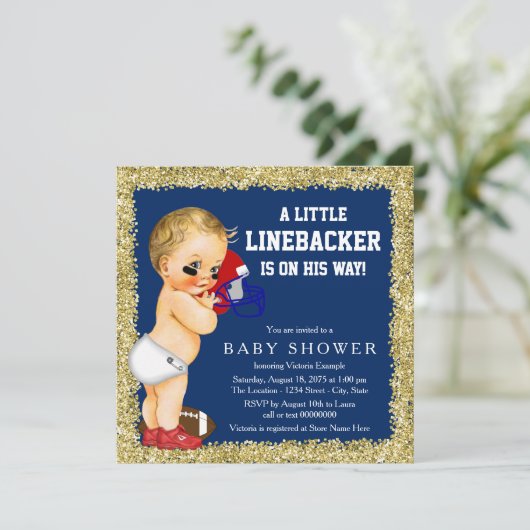 Fußball-Kinderdusche Einladung (Stehend Vorderseite)