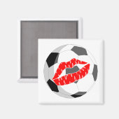 Fußball KIss (rot) Magnet (Vorderseite/Rückseite)