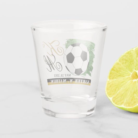 Fußball-Kugelglas, Monogramm, Name / Benutzerdefin Schnapsglas (Rückseite)