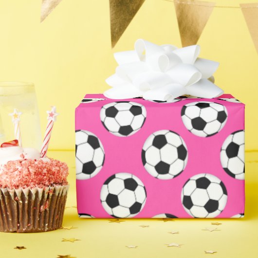 Fußball-Kugelmuster rosa Geschenkpapier (Geburtstagsparty)
