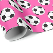 Fußball-Kugelmuster rosa Geschenkpapier (Rolleneckpunkt)