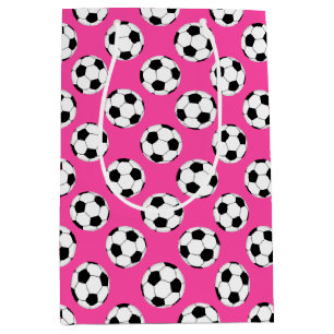 Fußball-Kugelmuster rosa Mittlere Geschenktüte