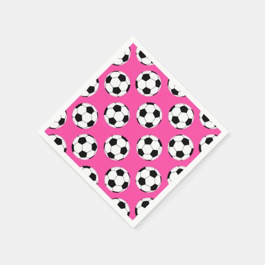 Fußball-Kugelmuster rosa Serviette (Ecke)
