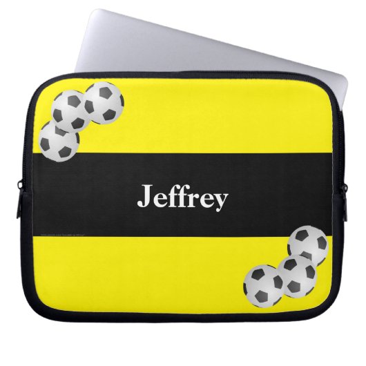 Fußball-Laptop-Computer Hülse, Gelb u. Schwarzes Laptopschutzhülle (Vorderseite)