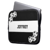 Fußball-Laptop-Computer Hülse, Schwarzweiss Laptopschutzhülle (Vorderseite Links)