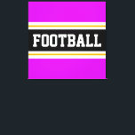 FUSSBALL Lebendige rosa, Schwarz-weiß gelbe Streif Leinwanddruck<br><div class="desc">Dieses farbenfrohe sportliche Design zeichnet sich durch feinen FOOTBALL-Text in einem breiten schwarzen,  horizontalen Mittelstreifen mit weißen und goldgelben Rennstreifen gegen leuchtend rosa Außenstreifen aus. Der Text kann personalisiert sein.</div>