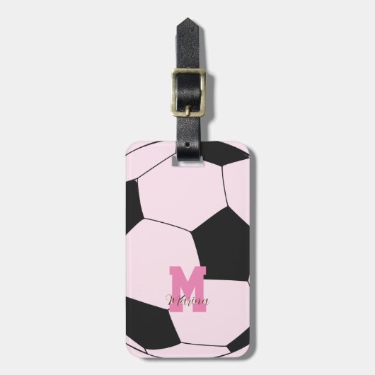 Fußball lieblich rosa gepäckanhänger (Vorderseite vertikal)