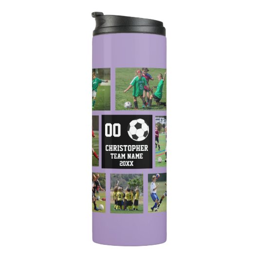 Fußball Lila Thermosbecher (Nach rechts gedreht)
