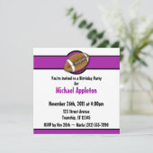 Fußball Lila zum Geburtstag Einladungen (Stehend Vorderseite)