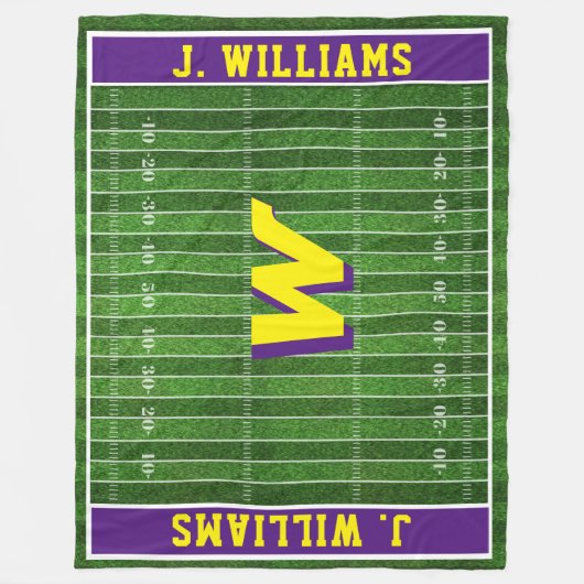 Fußball-Lüfter| Individuelle Name und Farben| Lila Fleecedecke (Vorderseite)