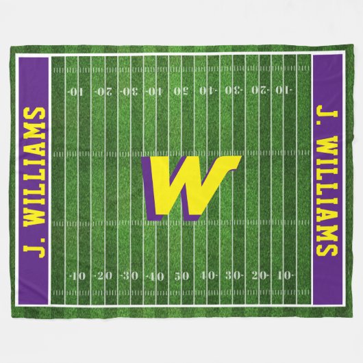 Fußball-Lüfter| Individuelle Name und Farben| Lila Fleecedecke (Vorderseite (Horizontal))
