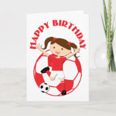 Fußball Mädchen 1 und Ball Rot und Weiß Karte (Vorderseite)