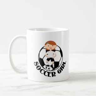 Fußball-Mädchen 3 und Ball Schwarzweiss Kaffeetasse