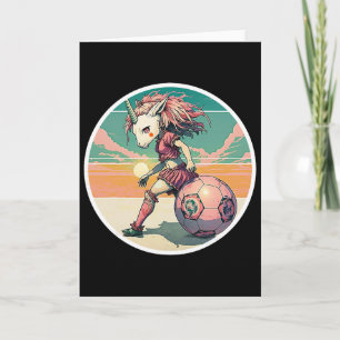 Fußball Mädchen Anime Manga Einhorn Retro Fußball Karte