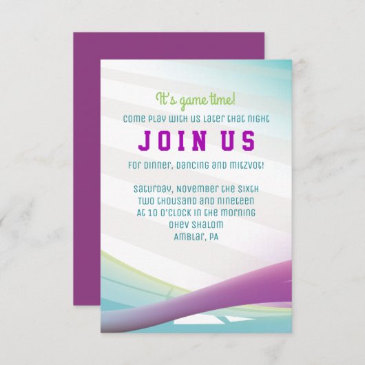 FUSSBALL-MÄDCHEN Bar Mitzvah Einladung (Vorne/Hinten)