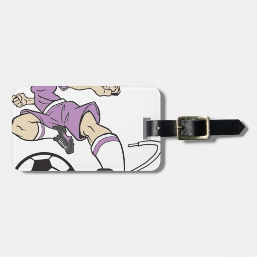 FUSSBALL-MÄDCHEN BRÜNETT GEPÄCKANHÄNGER (Vorderseite horizontal)