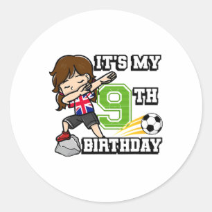 Fußball Mädchen Es ist mein 9. Geburtstag Vereinig Runder Aufkleber