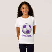 Fußball-Mädchen-Fußball-Ball lila und weiß T-Shirt (Vorne ganz)