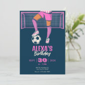 Fußball-Mädchen / Fußball-Geburtstag Einladung (Stehend Vorderseite)