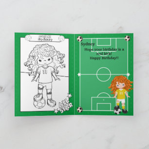 Fußball-Mädchen-Fußball-Malvorlage Alles Gute zum  Karte