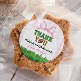 Fußball Mädchen Geburtstagsparty Pink Bow Runder Aufkleber