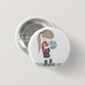 Fußball-Mädchen-Knopf Button (Vorne & Hinten)
